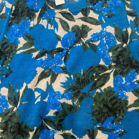NWT J. Crew Tippi Floral Sweater with Sequins, Size small, Azure blue - Picture 6 of 7